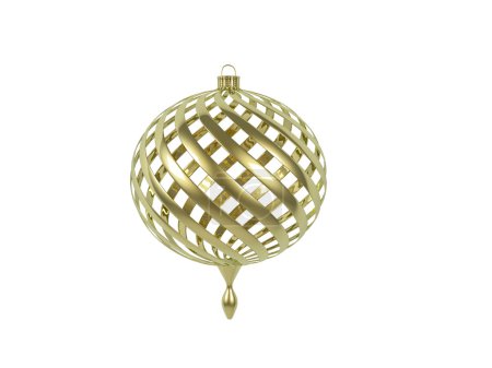 Boule de Noël en forme de vis dorée sur fond blanc 
