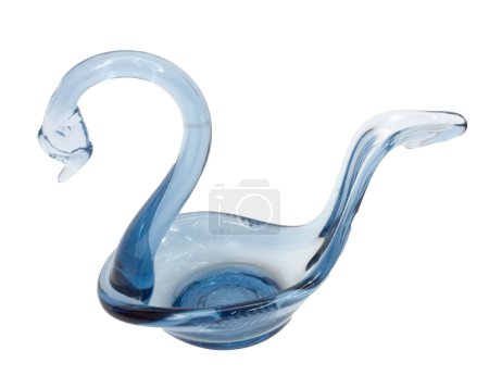 cygne cristal bleu sur fond blanc 