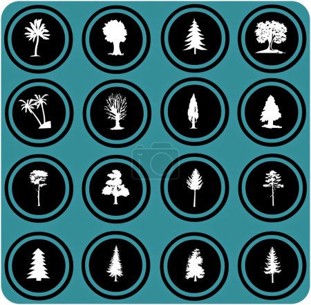Illustration de silhouettes d'arbres. icônes d'arbre 