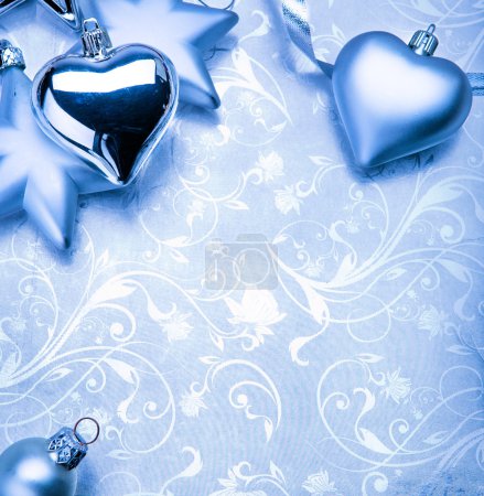 Décoration de Noël sur fond bleu vintage 