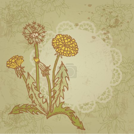 Carte vintage avec fleurs et place pour votre texte - Vector 