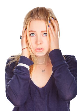 Jeune femme gros plan portrait studio 