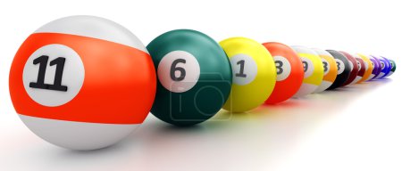 Boules de piscine colorées sur blanc 