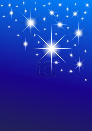 Étoile avec de longs rayons sur un ciel nocturne bleu 