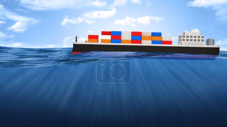 Navire-citerne de fret naviguant à travers l'océan 