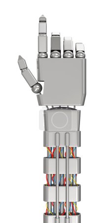 Métal Robotique Toucher à la main Quelque chose d'isolé sur fond blanc 