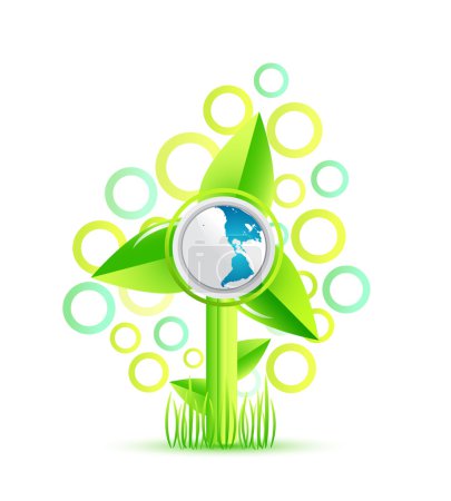 Concept de moulin à vent vert vectoriel 
