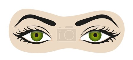 yeux verts avec cils et sourcils 
