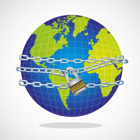 monde conceptuel avec chaîne et cadenas 