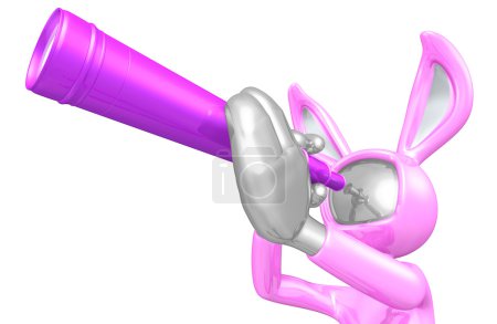 Lapin de Pâques regardant à travers un télescope 