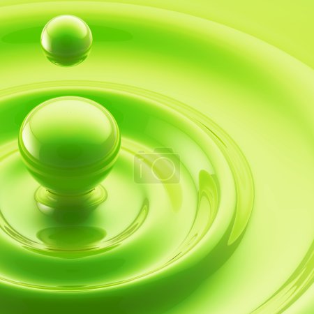 Goutte liquide verte colorée avec des vagues 