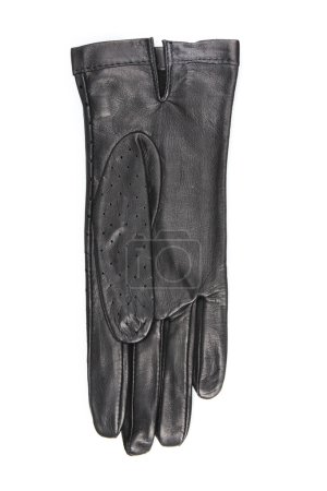 Beau gant femme en cuir noir isolé sur blanc 