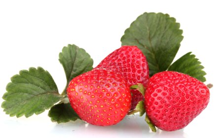 fraises douces avec des feuilles isolées sur blanc 
