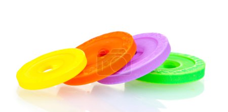 Boutons à coudre lumineux isolés sur blanc 