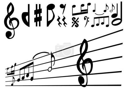 Note de musique et vecteur de signe 