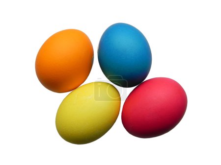 Oeufs colorés sur fond blanc 