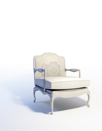 Fauteuil blanc dans un intérieur abstrait vide 
