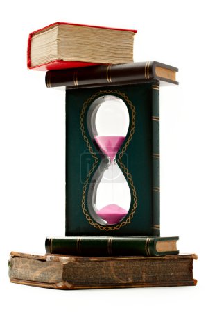 Livres anciens et verre de sable 