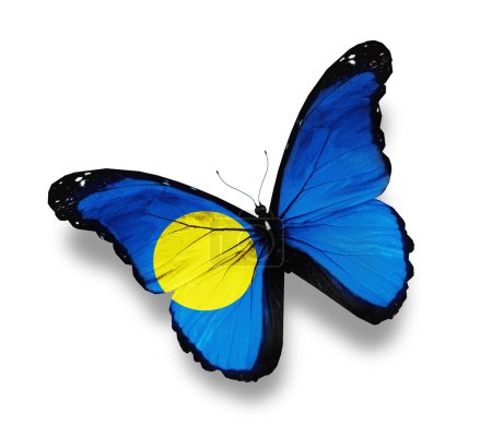 Drapeau du papillon Palaos, isolé sur blanc 