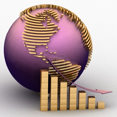 abaissement graphique avec un pointeur sur un fond un globe 