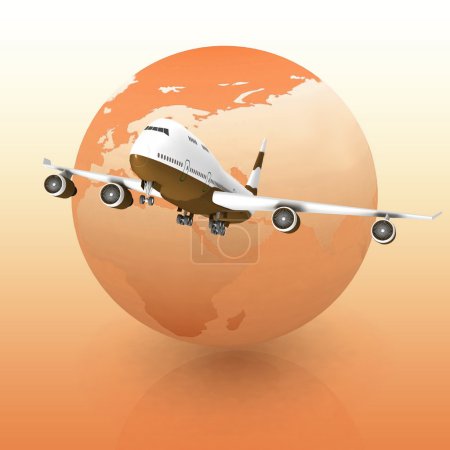 Avion de ligne avec un globe en arrière-plan 