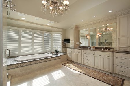 Salle de bain principale avec grande baignoire 