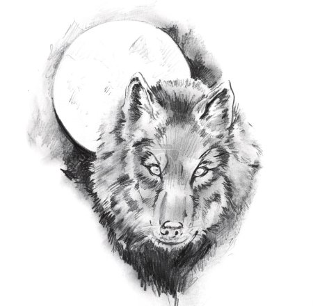 Croquis de tatouage art, loup 