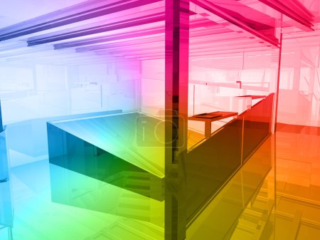 architecture conceptuelle, espace ouvert de couleurs 