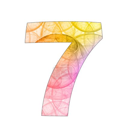 7 nombre avec dessin abstrait 