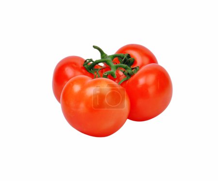 Quatre tomates isolées sur blanc 