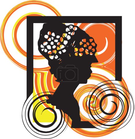 Silhouette de la jeune femme dans un beau chapeau. Illustration vectorielle 