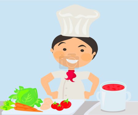 Illustration du jeune chef de cuisine 