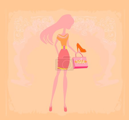 Fashion girl shopping dans la boutique de chaussures