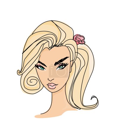 Illustration isolée du visage d'une belle femme 