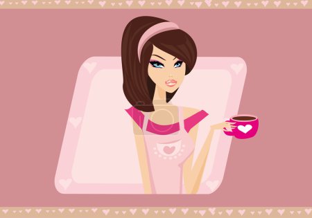 belle dame boit du café