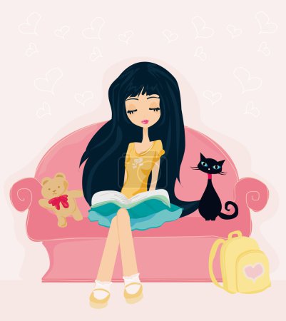 adolescent fille lecture un livre