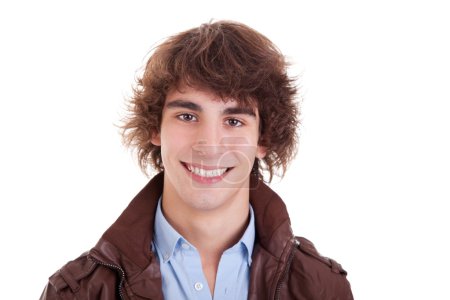 mignon garçon, sourire, isolé sur blanc, studio shot 