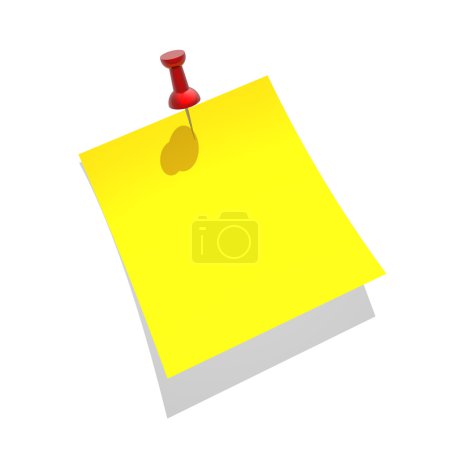 Papier jaune épinglé sur un fond blanc 