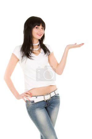 femme de mode sur le fond blanc 