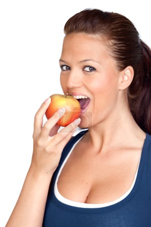 gymnastique fille manger pomme 