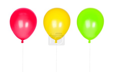 Trois ballons colorés gonflés 