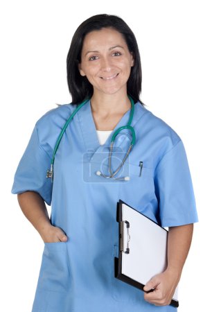 Attrayant médecin femme avec presse-papiers 