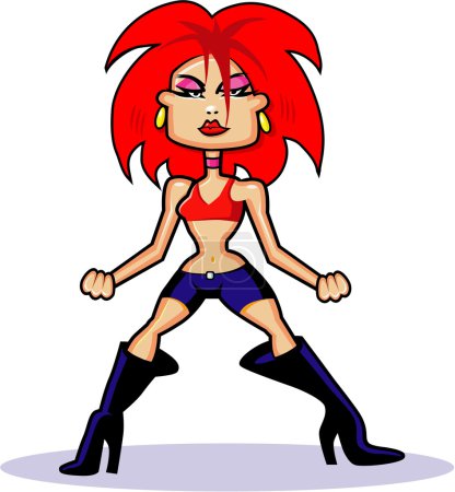 Dessin animé fille rousse 