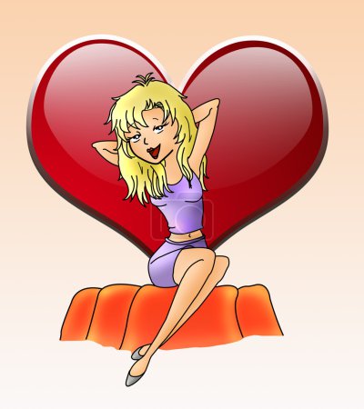 Coeur et douce fille comique 