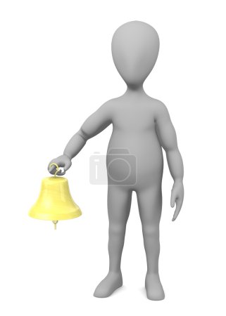 3d rendu de personnage de dessin animé avec cloche 