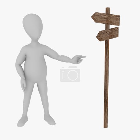 3d rendu de personnage de dessin animé avec vieux signe 