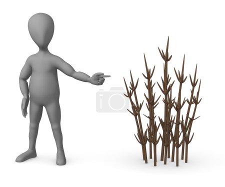 3d rendu de personnage de dessin animé avec plante 