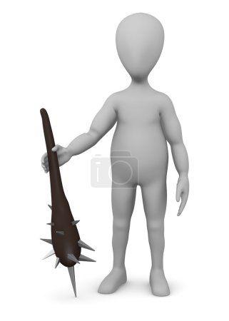 3d rendu de personnage de dessin animé avec club enrichi 