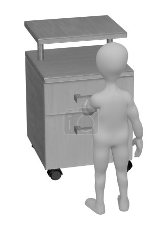 3d rendu de personnage de bande dessinée avec table médicale 
