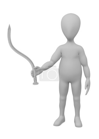 3d rendu de personnage de bande dessinée avec ongle courbé 